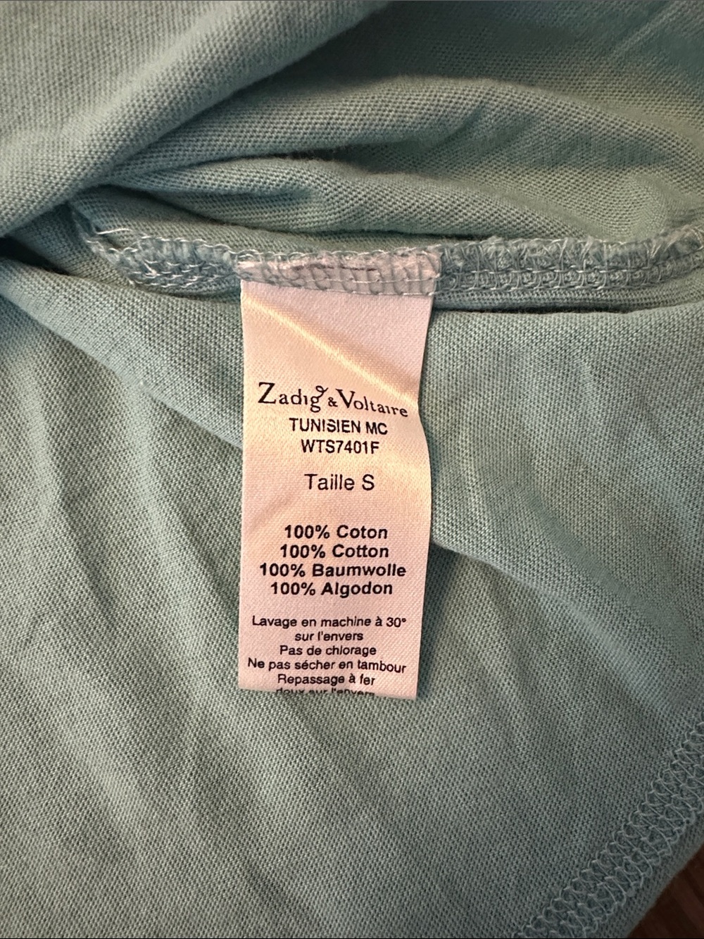 Zadig & Voltaire Blue Short Sleeve T-shirt with Button Detail - Picture 4 of 4